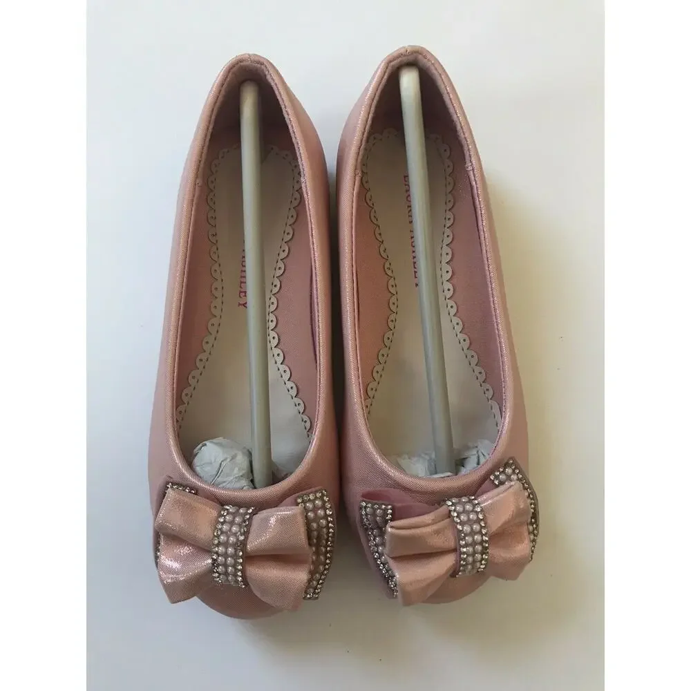 Laura Ashley Blush Pink Rhinestone Embellished Slip On Dress Ballet Flat Size 11